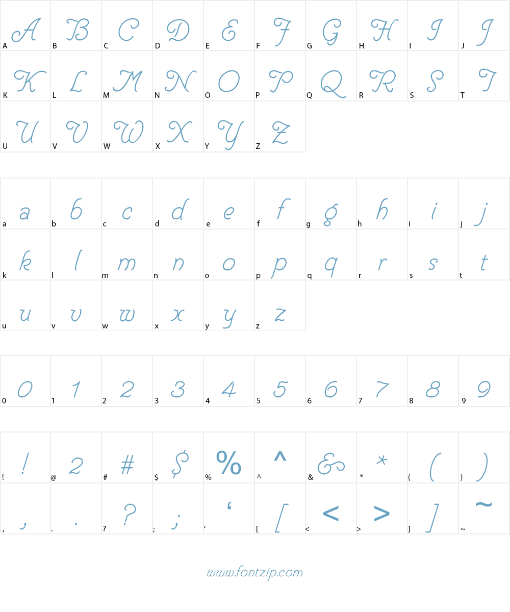 Helve Cursive Font Character